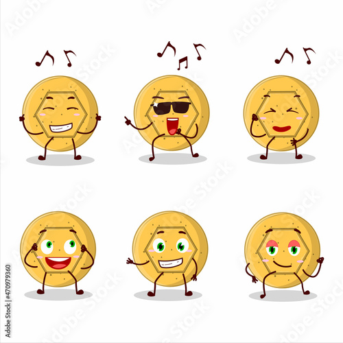 An image of dalgona candy pentagon dancer cartoon character enjoying the music