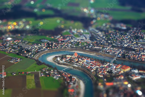 Aerial view of the river Salzach photo
