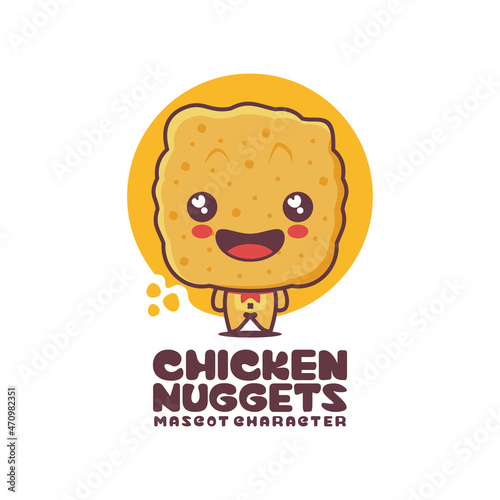cute chicken nuggets mascot. fast food cartoon illustration