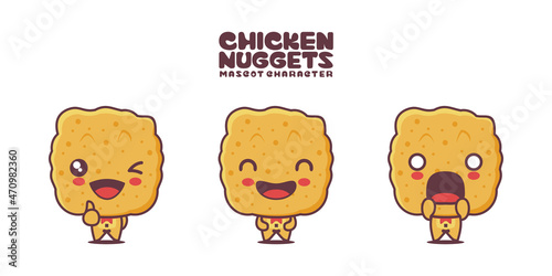 cute chicken nuggets mascot. fast food cartoon illustration
