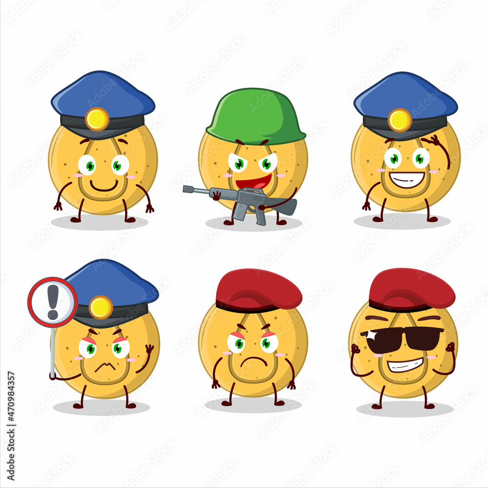 A dedicated Police officer of dalgona candy water mascot design style