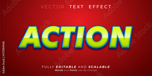 Editable text effect Action effect text style concept