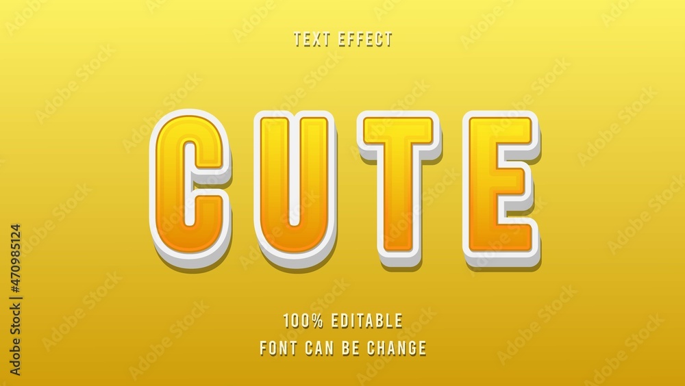 Minimal 3d Gradient Yellow Word Cute Editable Text Effect Design Template