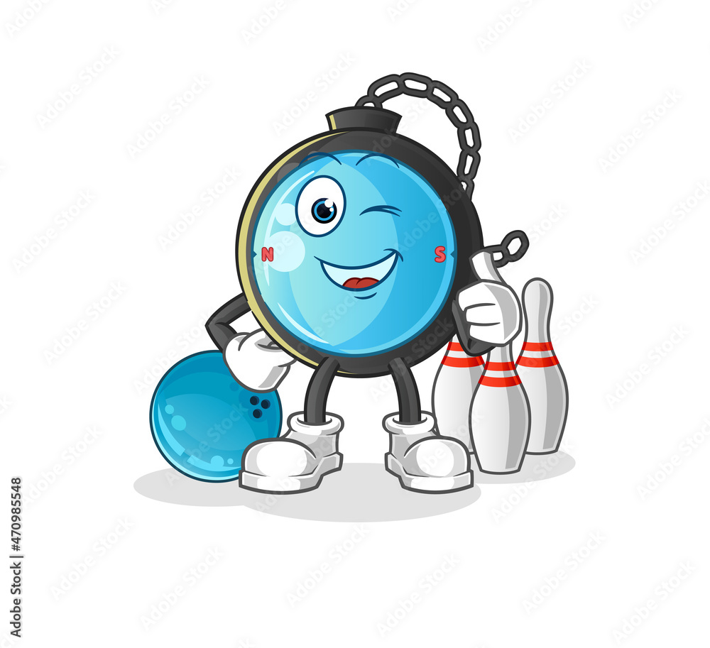 compass play bowling illustration. character vector compass play bowling illustration. character vector