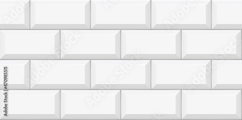 White subway tile seamless pattern. Wall with brick texture. Vector geometric background design