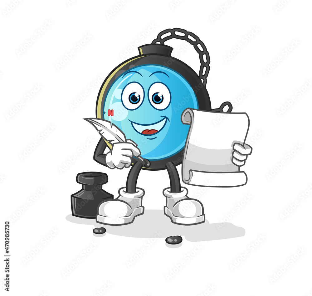 compass writer vector. cartoon character compass writer vector. cartoon character
