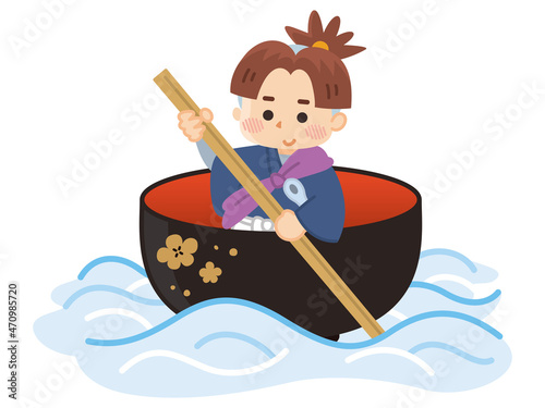 お椀に乗る一寸法師　日本昔話