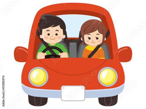 車を運転するカップル　安全運転　交通安全