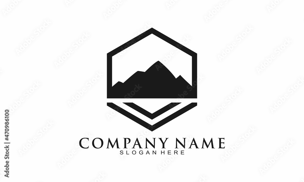 Simple elegant mountain vector logo