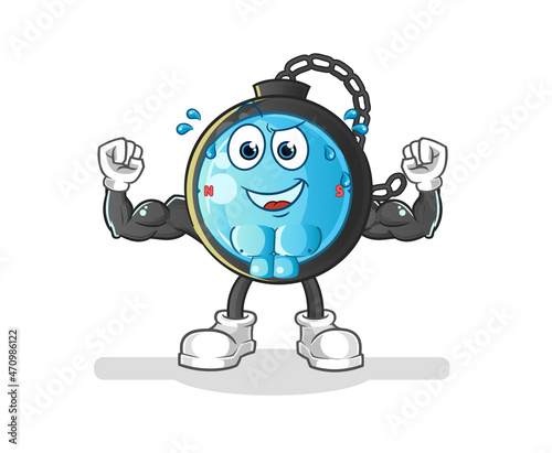 compass muscular cartoon. cartoon mascot vector