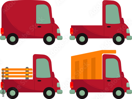 Red car. Vehicle. Drawings to illustrate children's books.