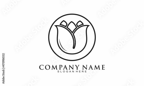 Simple flower elegant logo design
