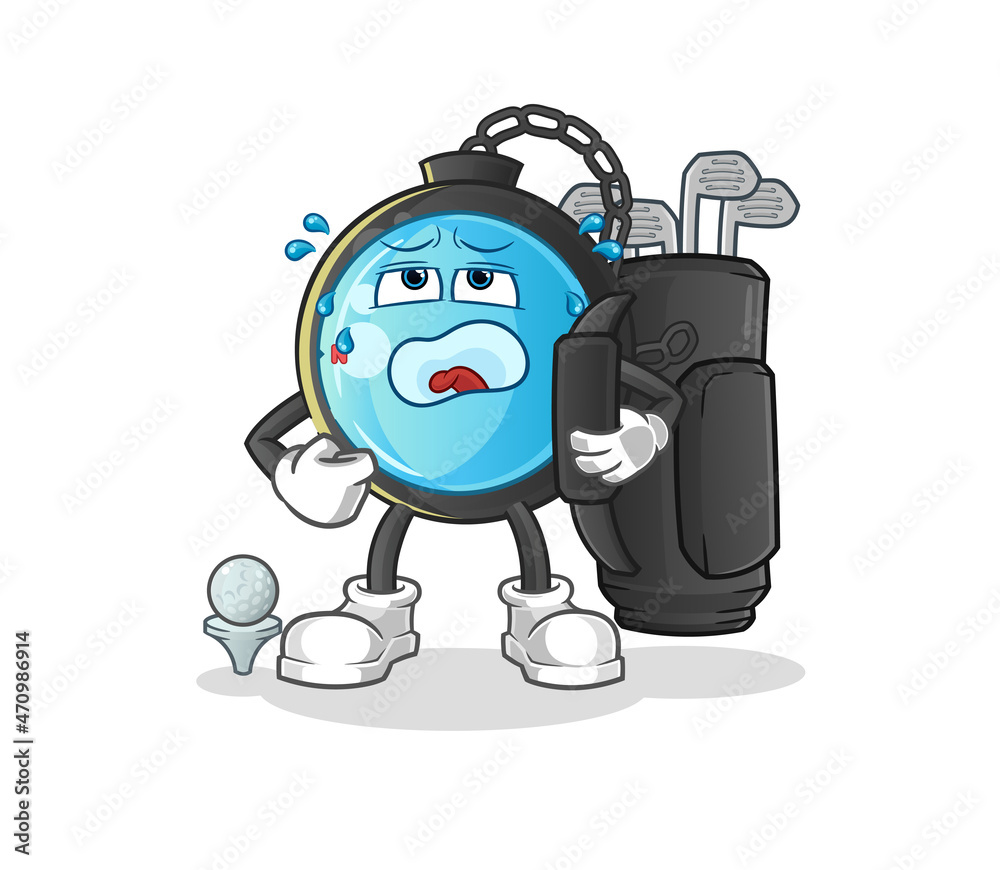compass with golf equipment. cartoon mascot vector compass with golf equipment. cartoon mascot vector