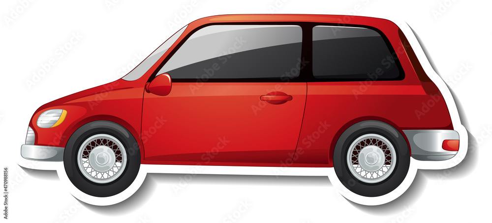 Compact car cartoon sticker on white background Compact car cartoon sticker on white background