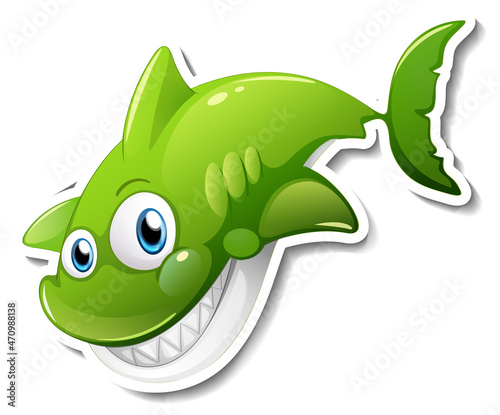 Smiling shark cartoon sticker