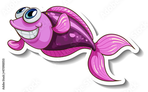 Sea Animal Cartoon Sticker with Cute Fish