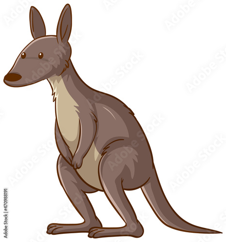 Kangaroo cartoon on white background