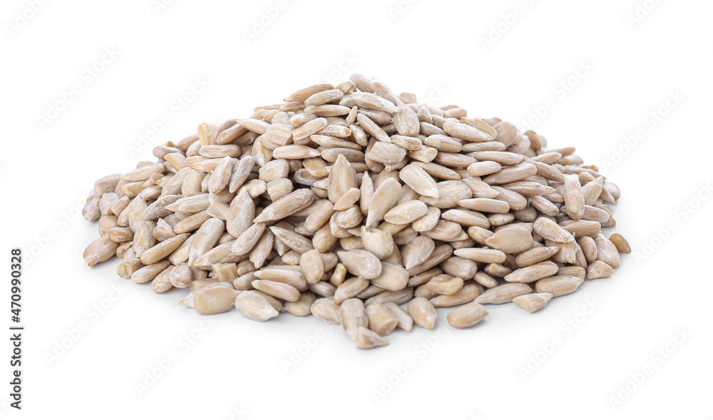 Heap of sunflower seeds on white background Heap of sunflower seeds on white background