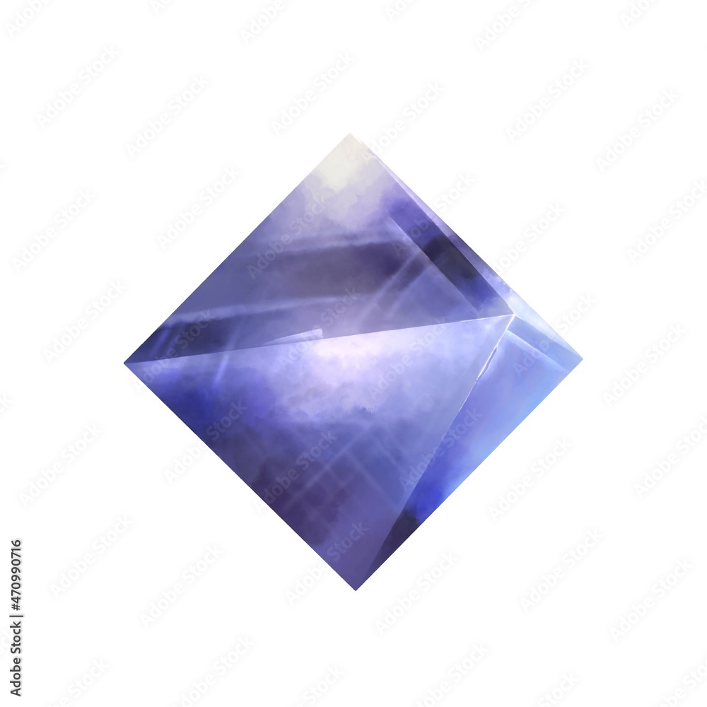 美しい青色の鉱物 鉱石 水彩風 線画なし Stock Illustration Adobe Stock