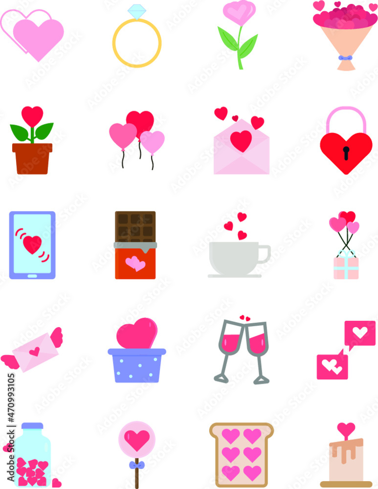 love design valentine's day icon set