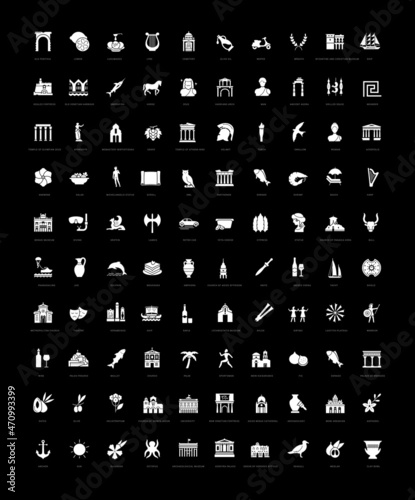 Set of simple icons of Greece