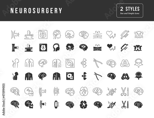 Set of simple icons of Neurosurgery