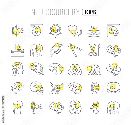 Set of linear icons of Neurosurgery