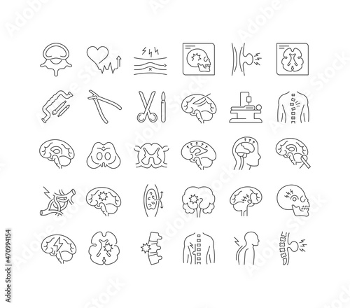 Set of linear icons of Neurosurgery