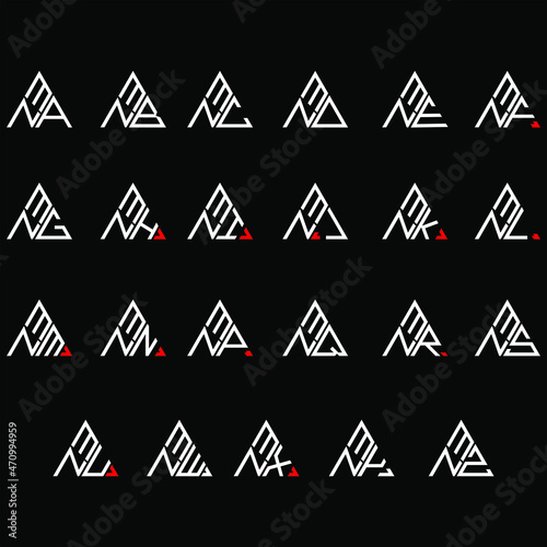 MNA to MNZ letter logo creative design, Multiple triple letter logo design