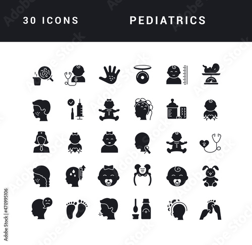 Set of simple icons of Pediatrics