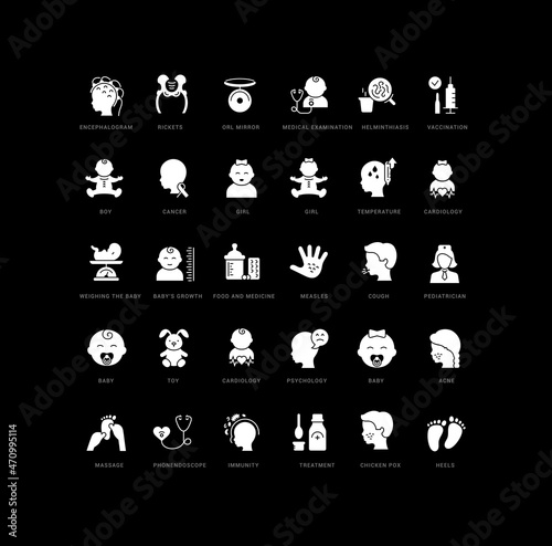 Set of simple icons of Pediatrics