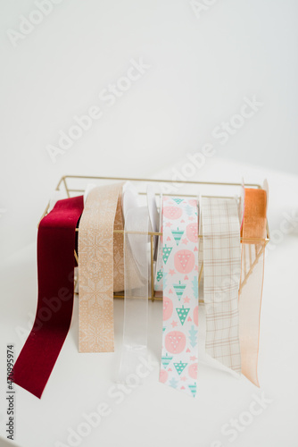 different color and design of ribbon for decoration when sewing and cutting