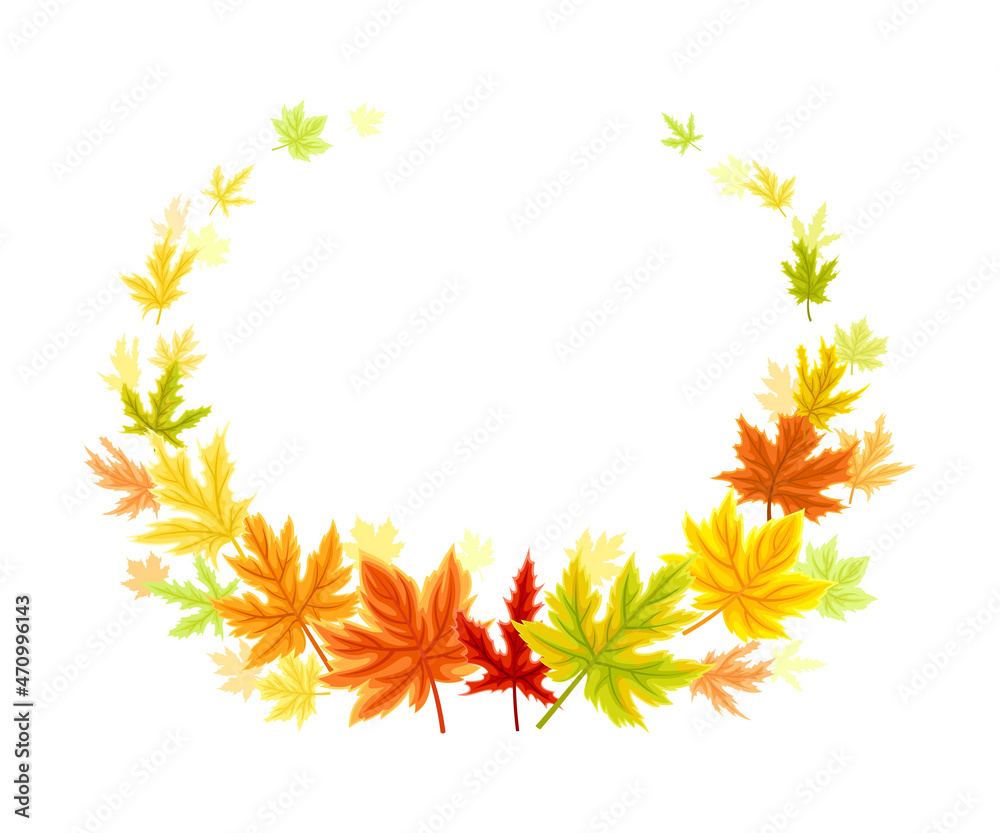 Maple Palmate Leaves of Bright Autumn Colour Arranged in Decorative Border Line Vector Illustration Maple Palmate Leaves of Bright Autumn Colour Arranged in Decorative Border Line Vector Illustration