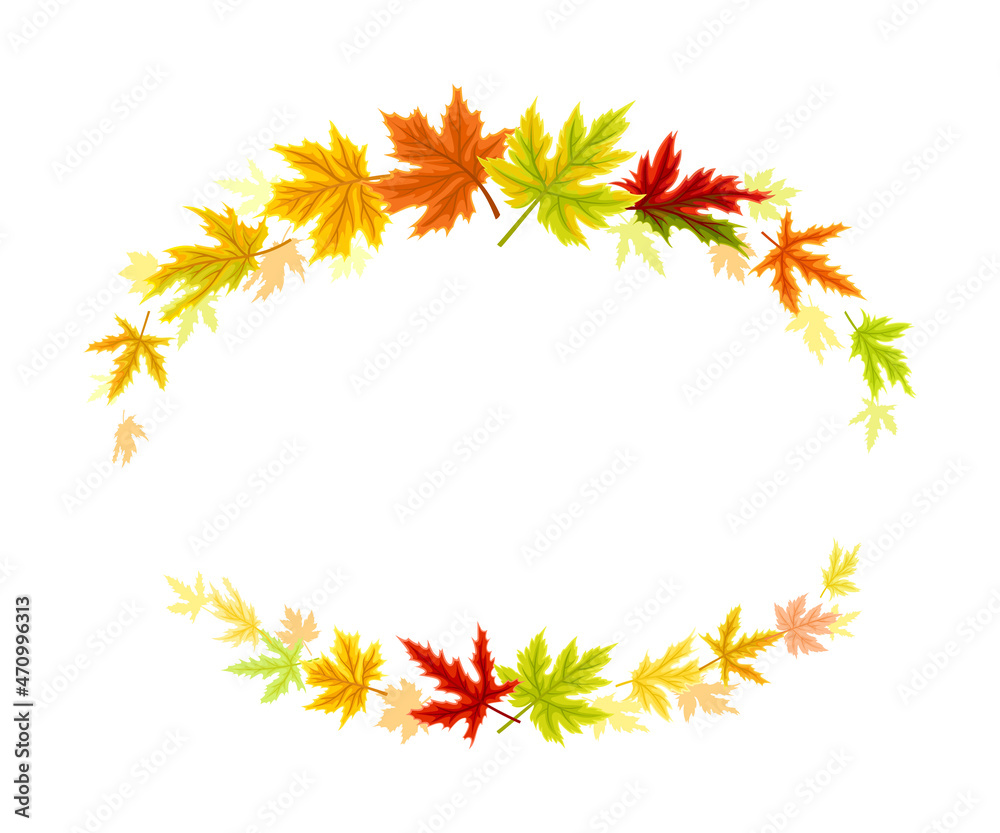 Maple Palmate Leaves of Bright Autumn Colour Arranged in Decorative Border Line Vector Illustration Maple Palmate Leaves of Bright Autumn Colour Arranged in Decorative Border Line Vector Illustration