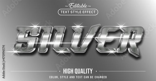 Editable text style effect - Silver text style theme. photo