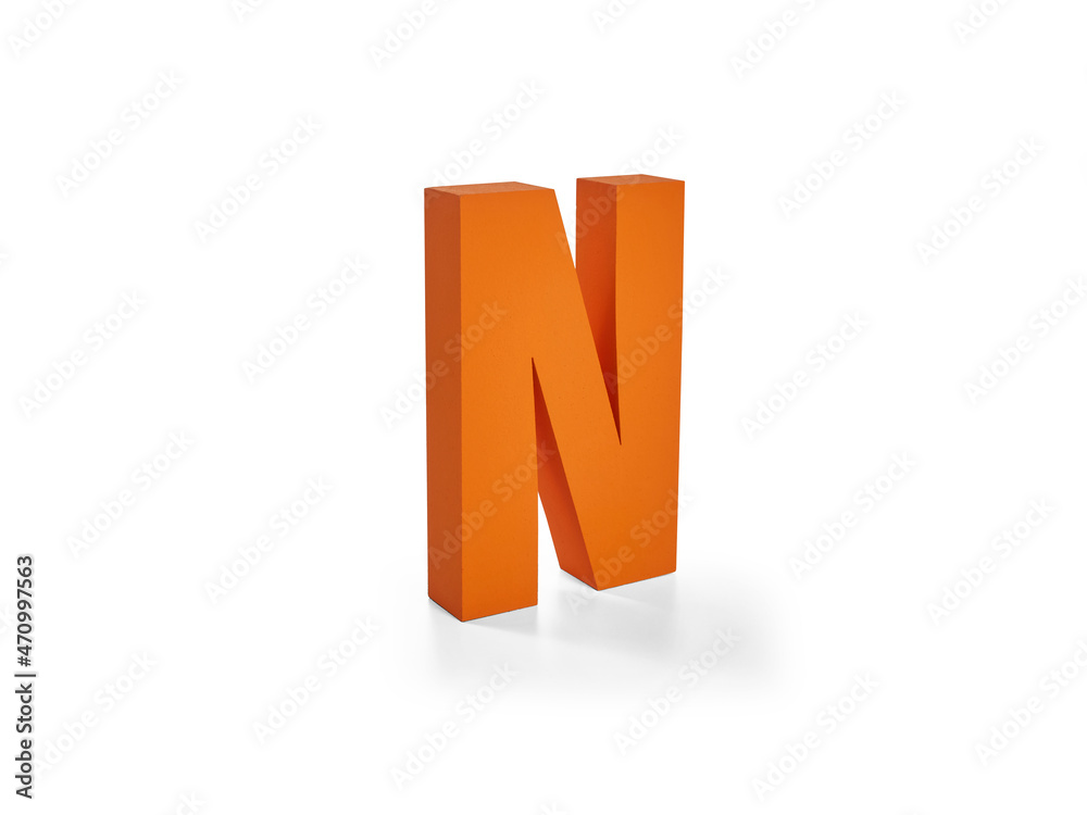 N character isolated white background. N character isolated white background.