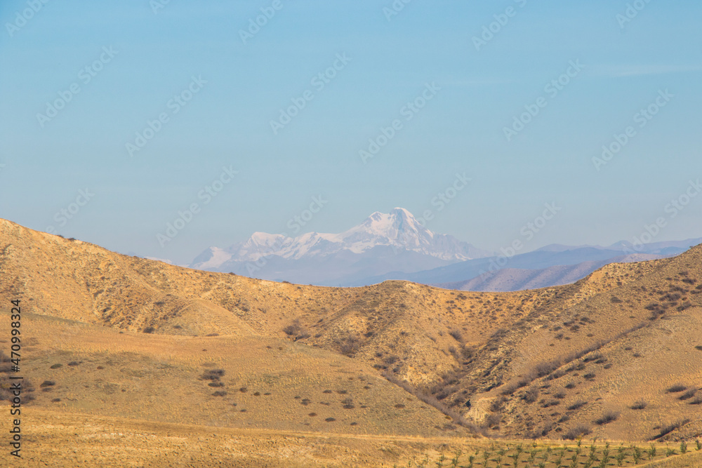 Caucasian mountain range landscape and view