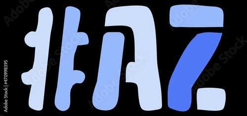 AZ Hashtag. Isolate curves doodle letters. Blue colors. Hashtag #AZ is abbreviation for the US American Arizona for social network, web resources, mobile apps.