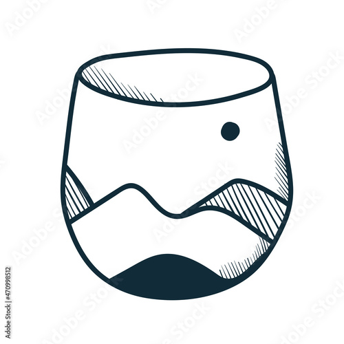 ceramic vase in doodle style. black and white stylish graphics