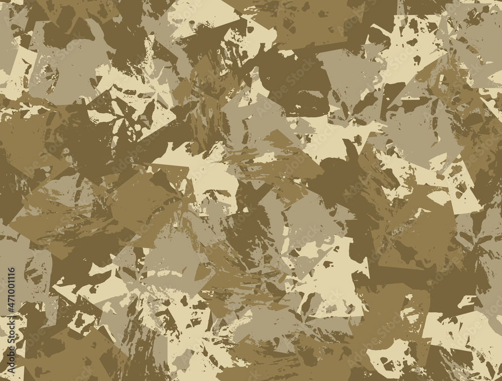 Desert grunge camouflage seamless pattern. Military texture, beige dirty  brush stroke camo clothing. design style for t-shirt. Combat fabric design.  Vector Stock Vector | Adobe Stock