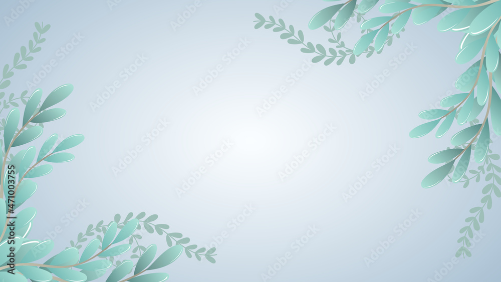 Christmas leaf frame on blue background with copy space , Flat Modern design, illustration Vector EPS 10