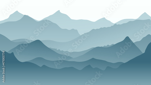 Landscape view natural , Overlapping valleys at dusk , Illustration Vector EPS 10