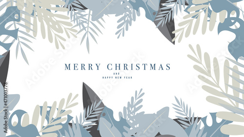 Christmas leaf frame on isolated on white background with copy space , Flat Modern design, illustration Vector EPS 10