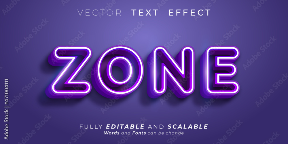 Editable text effect Zone effect text style concept Stock Vector ...