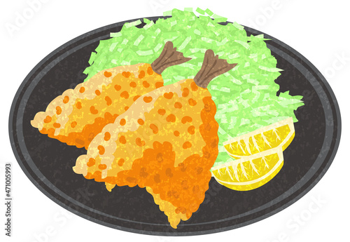 アジフライ　手描き風