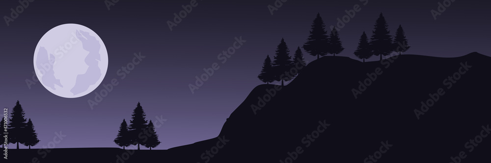 moonrise flat design landscape vector illustration design for wallpaper design, design template, background template, and tourism design template moonrise flat design landscape vector illustration design for wallpaper design, design template, background template, and tourism design template