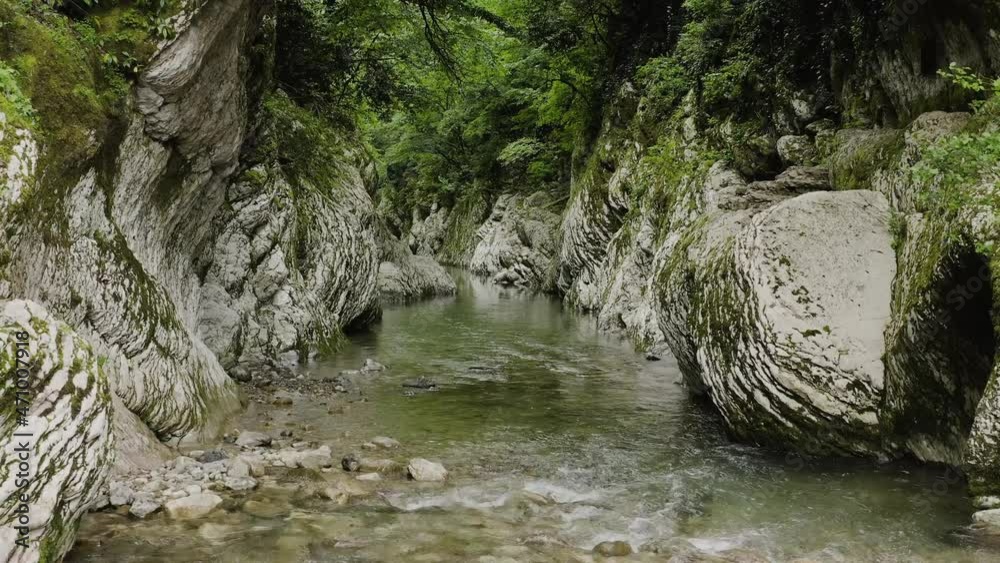 Caucasus. Khosta river. Flight through the Devil's gate canyon. The area of yew-boxwood grove. Caucasus. Khosta river. Flight through the Devil's gate canyon. The area of yew-boxwood grove.