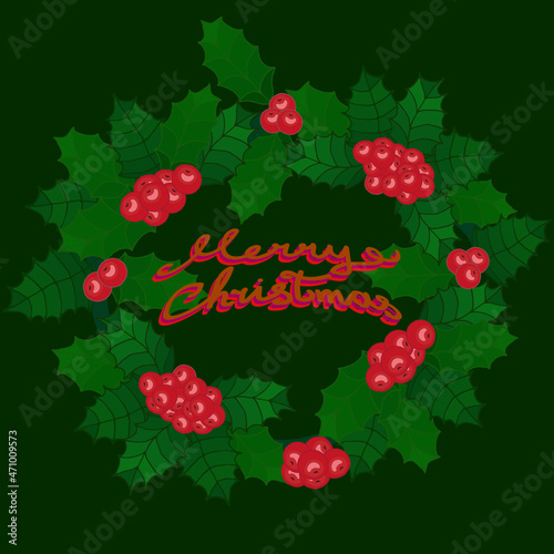 holly wreath with berries for christmas