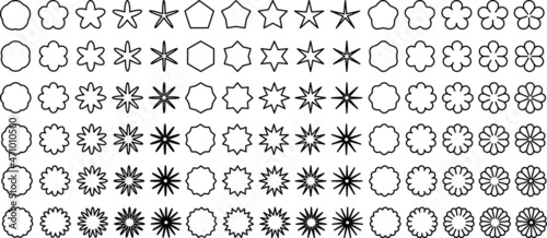 星型やもくもくやお花のアイコンバリエーションセット