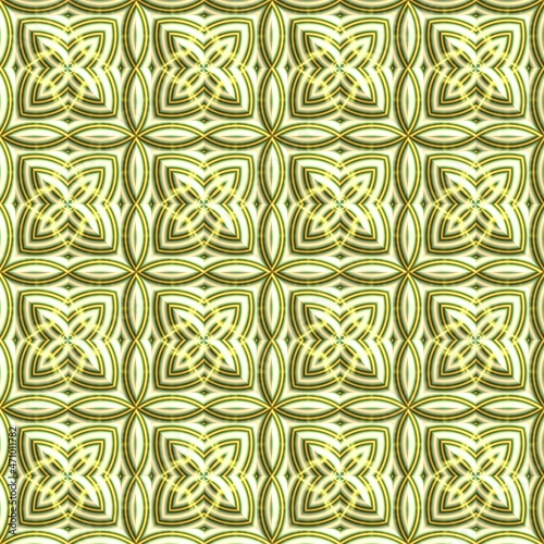 3D rendering of ornamental seamless pattern background tile